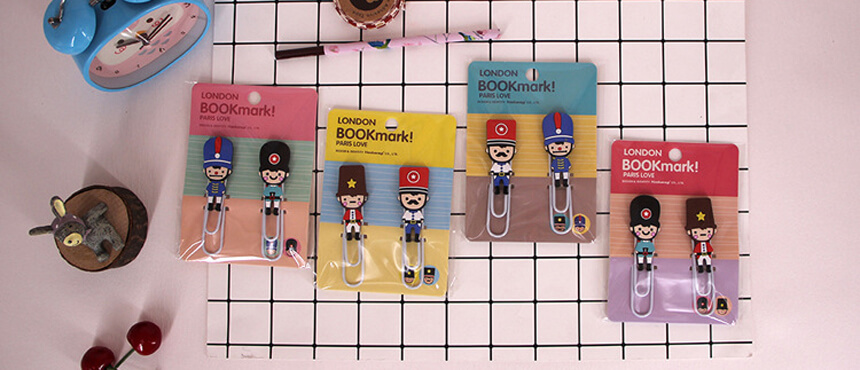 Custom cartoon PVC bookmark paper clips