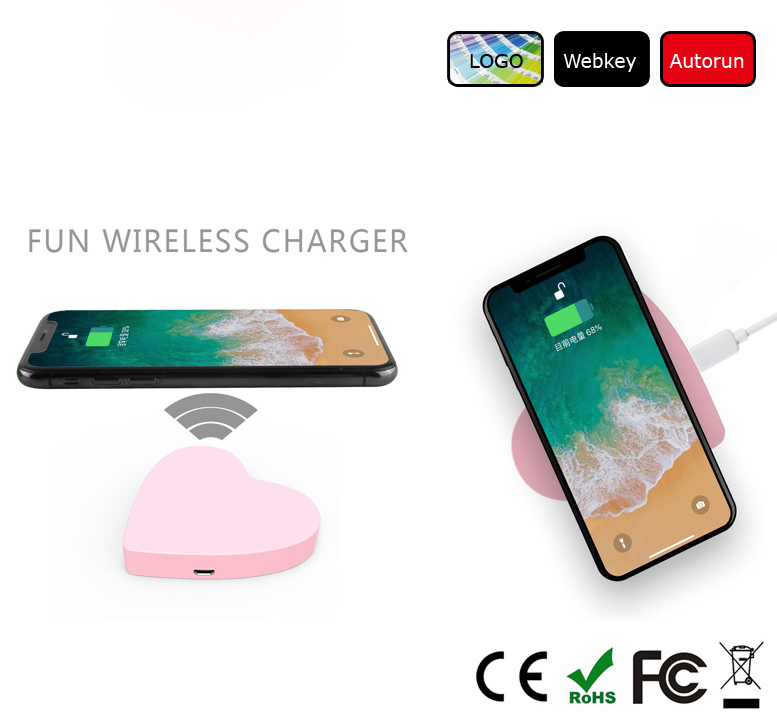 Heart design wireless charger promotional gifts