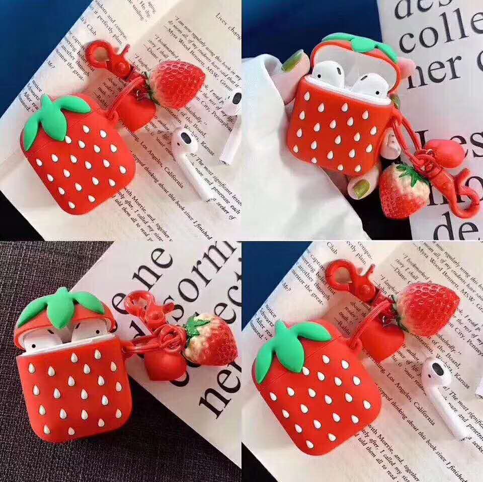 Strawberry design Airpods silicone case