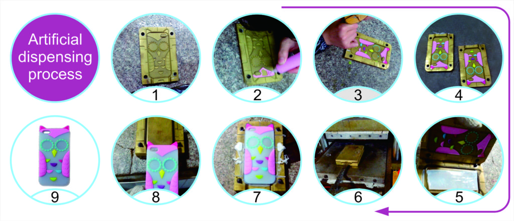 Artificial dispensing custom silicone phone case process