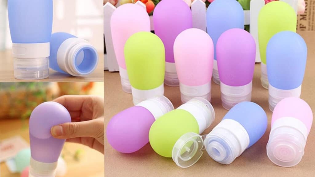 silicone travel bottles set.